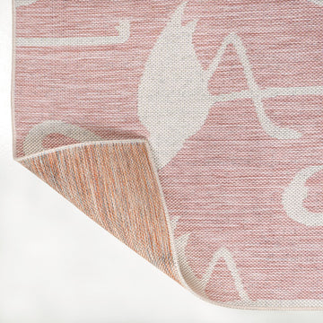 Liana Casual Coastal Flamingos Two-tone Indoor/Outdoor Area Rug